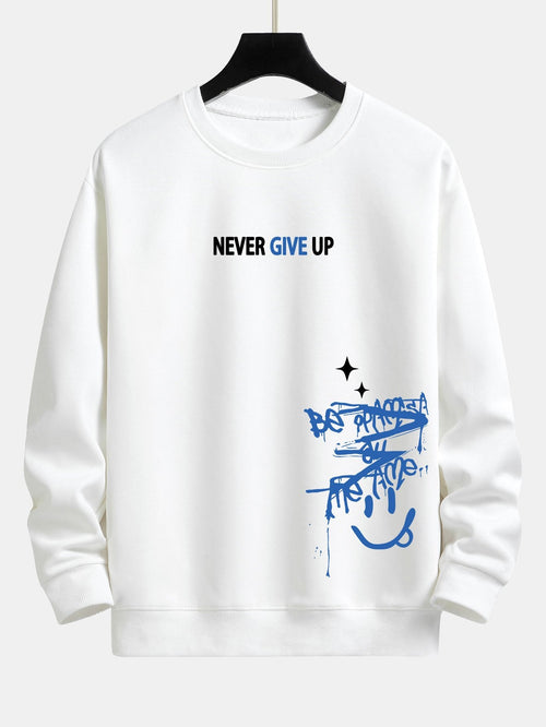 Stay Positive Smiley Face Relaxed Fit Sweatshirt