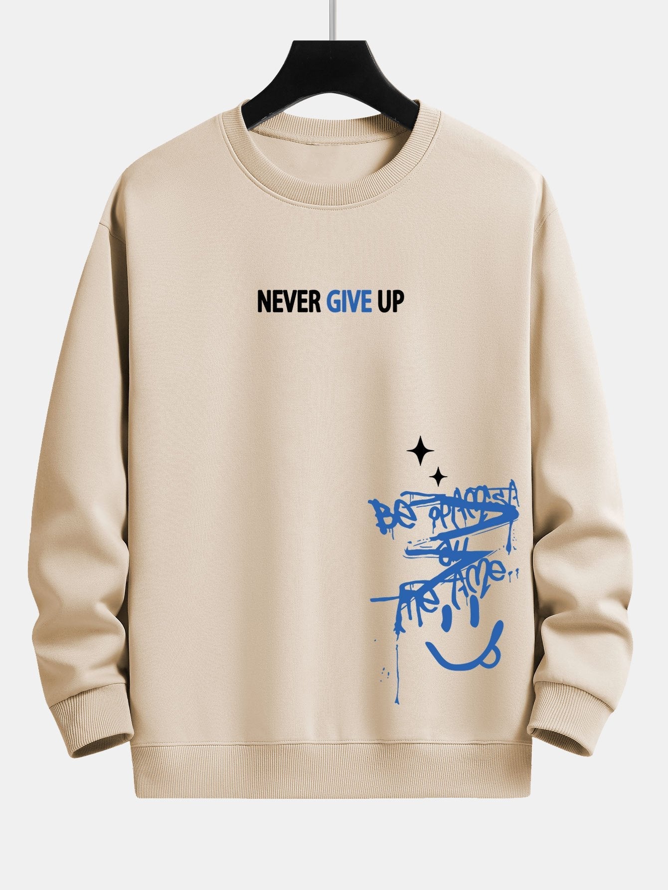 Stay Positive Smiley Face Relaxed Fit Sweatshirt