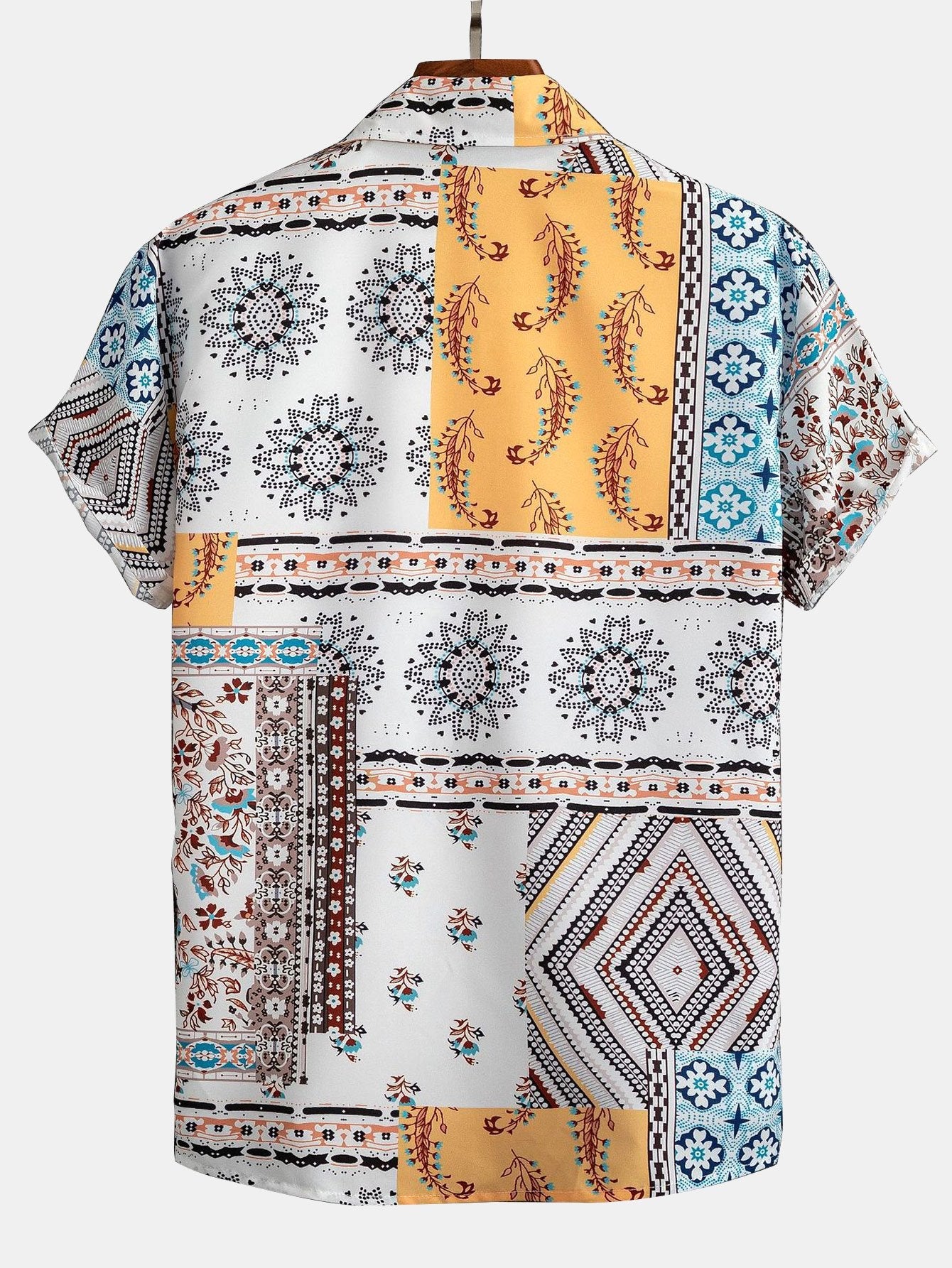 Button-Up Shirt with Scarf Print Design