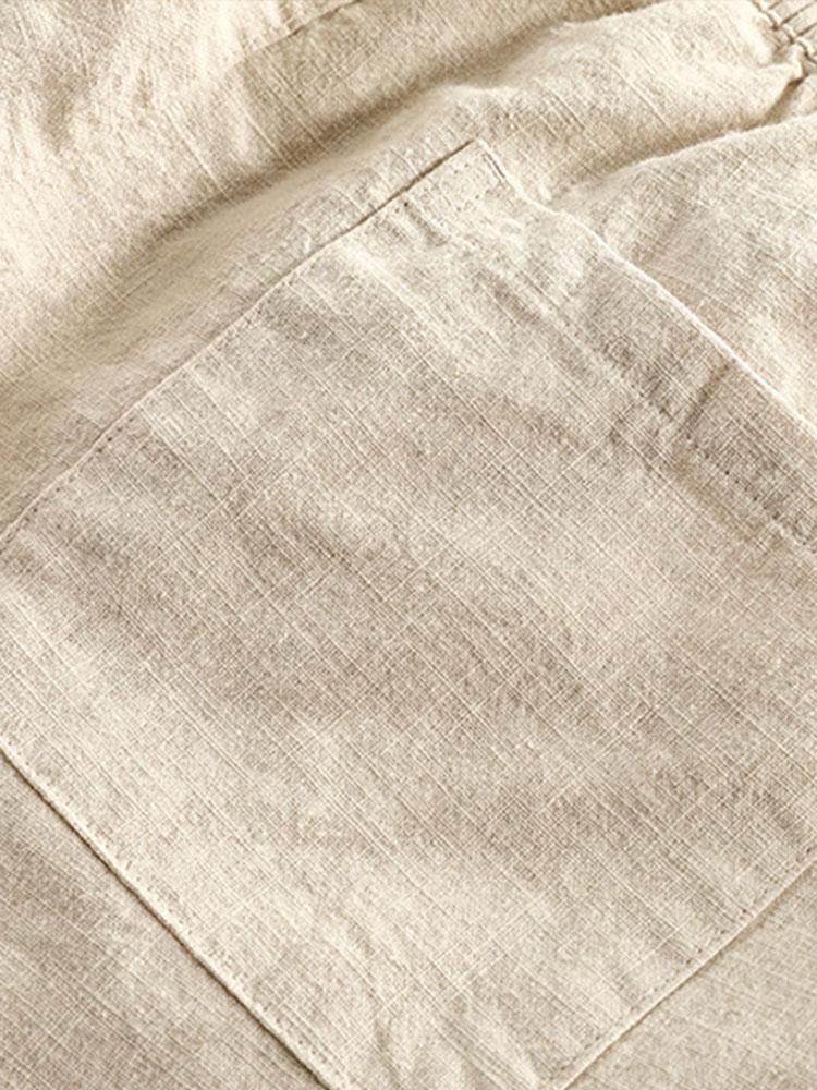 Drawstring Shorts in Linen-Cotton Blend