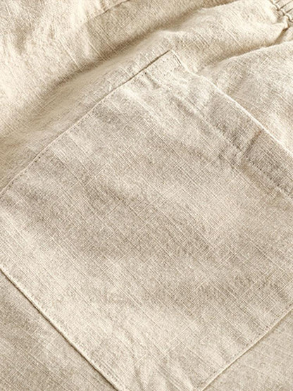 Drawstring Shorts in Linen-Cotton Blend
