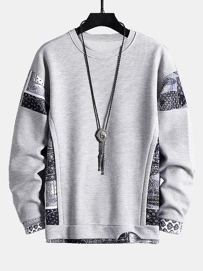 Paisley Pattern Waffle Knit Sweatshirt