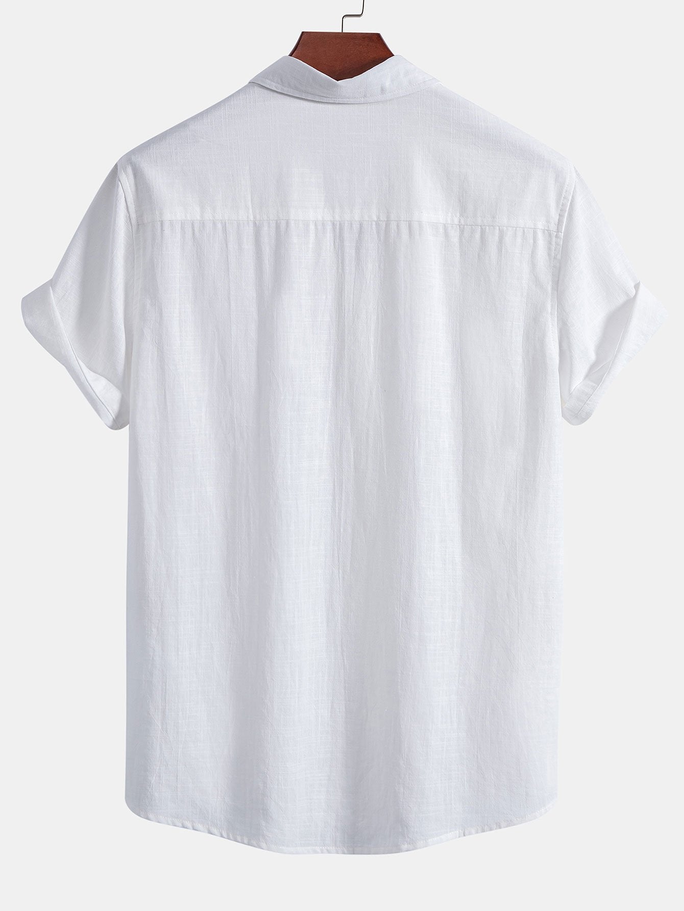 Button-Up Cotton Shirt with Linen Look & Striped Swim Shorts