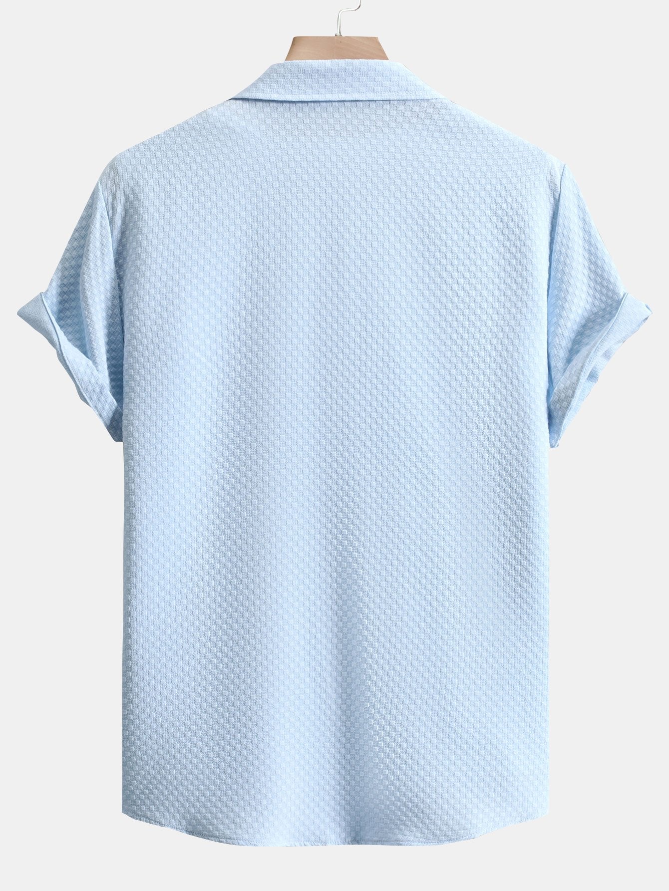 Button-Up Shirt with Checkerboard Jacquard Pattern