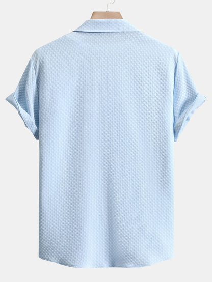 Button-Up Shirt with Checkerboard Jacquard Pattern