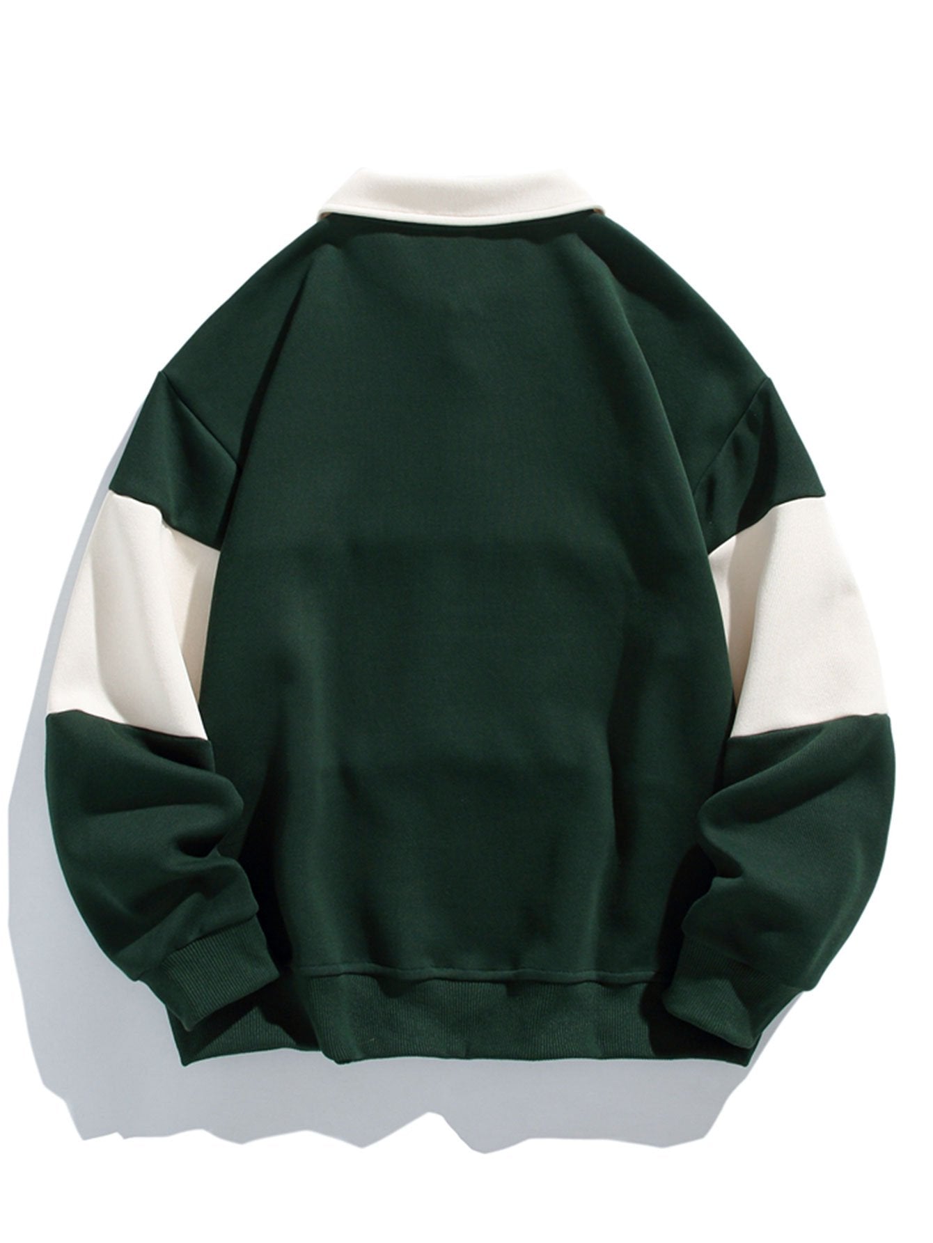 Color Block Patchwork Polo Sweatshirt in Relaxed Fit