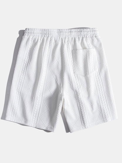 Geometric Patterned Drawstring Shorts