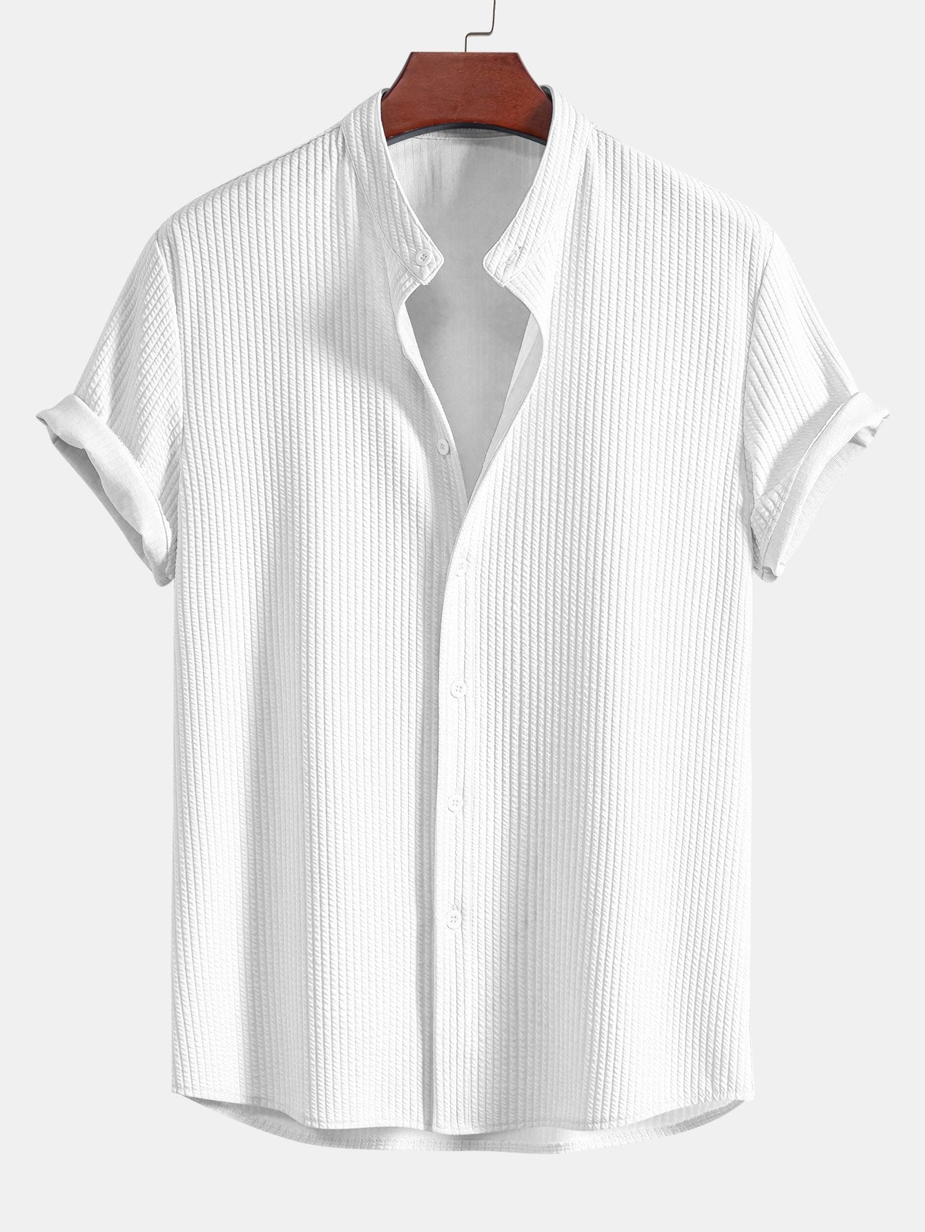 Muscle Fit Ribbed Stand Collar Top & Straight Leg Ribbed Trousers