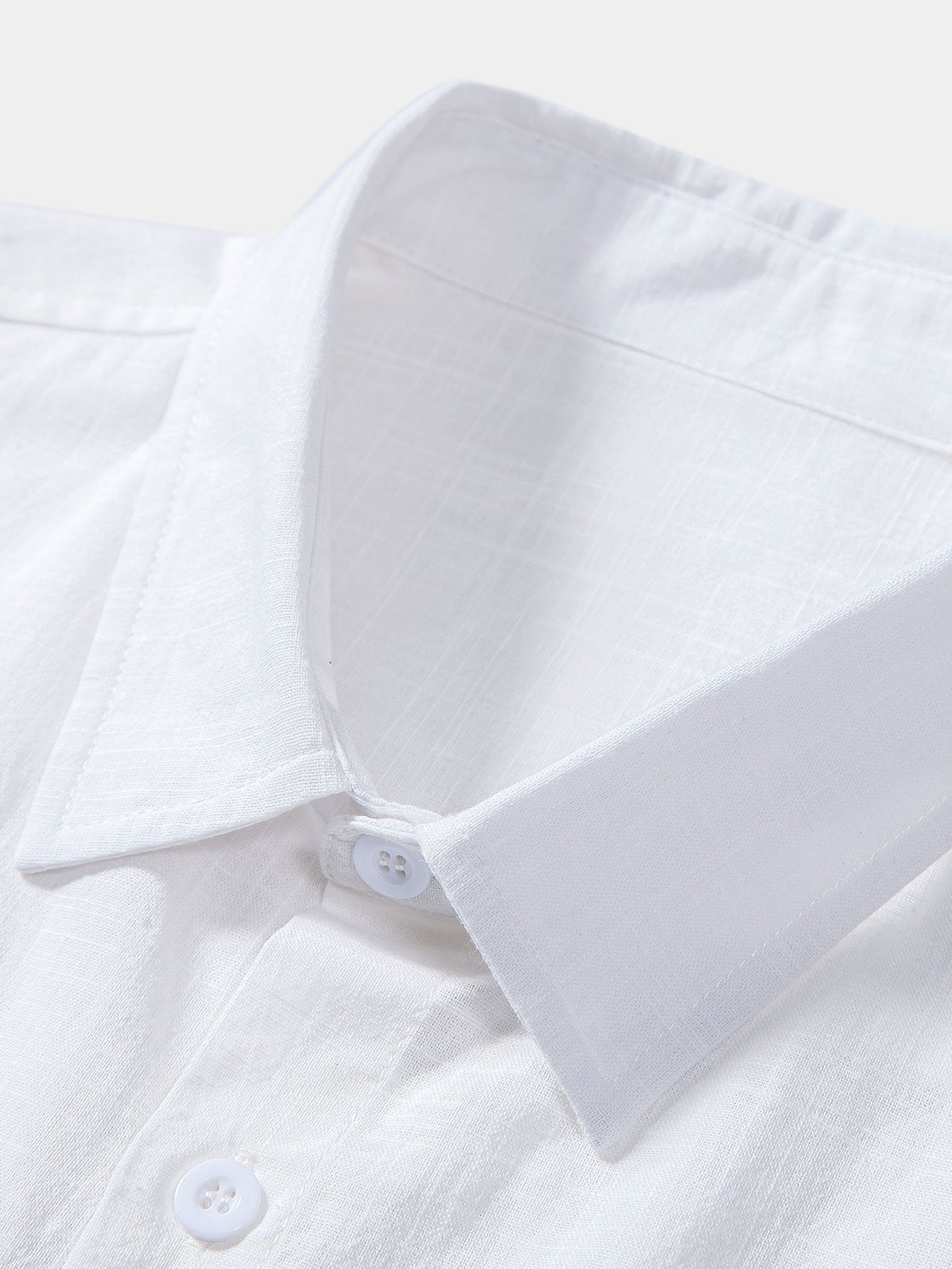Button-Up Cotton Shirt with Linen Look & Striped Swim Shorts