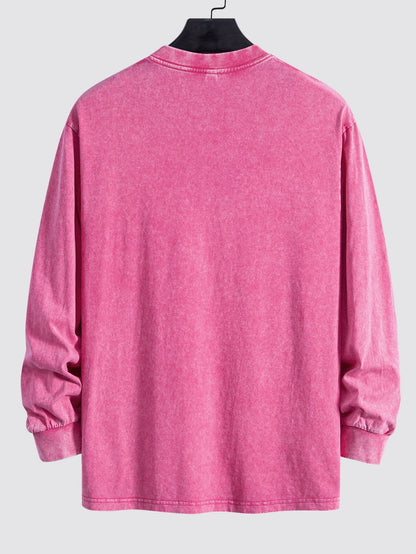 Casual Long Sleeve Distressed T-Shirt with Relaxed Fit