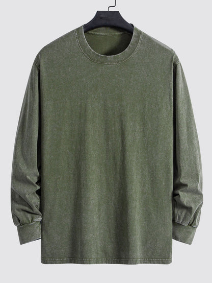 Casual Long Sleeve Distressed T-Shirt with Relaxed Fit
