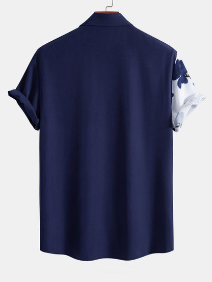 Button-Up Shirt with Floral Patchwork Design