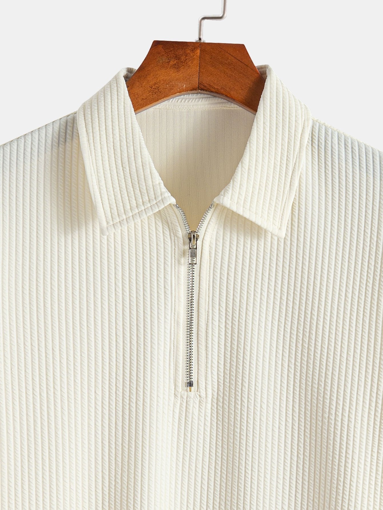 Ribbed Half-Zip Polo with Muscle Fit