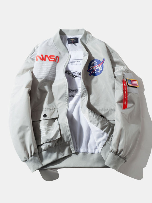 Spacious NASA Graphic Bomber Jacket