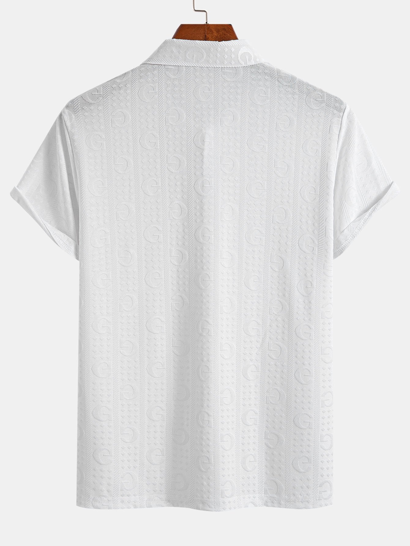 Textured Knit Polo with Short Sleeves and Letter Design