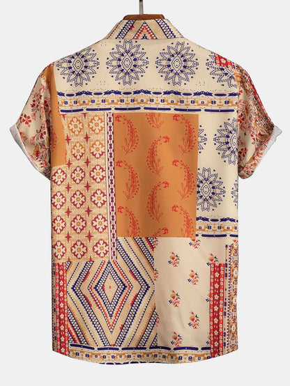 Button-Up Shirt with Scarf Print