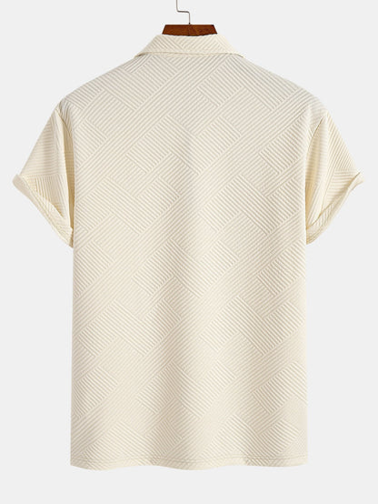 Striped Jacquard Zip Polo