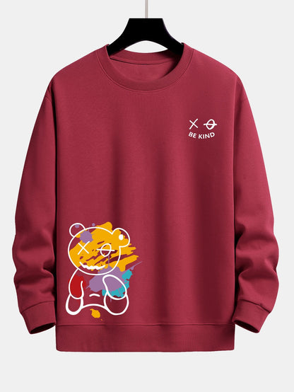 Relaxed Fit Sweatshirt with Graffiti Bear Print