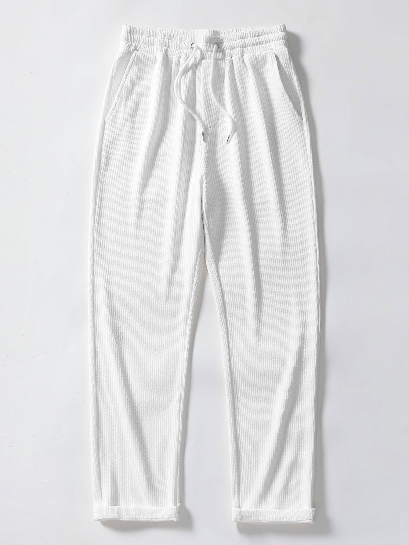 Muscle Fit Ribbed Stand Collar Top & Straight Leg Ribbed Trousers