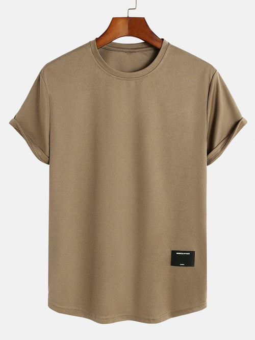 Muscle Fit Mesh T-Shirt with Arc Hem