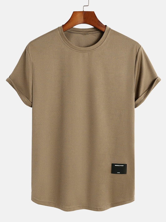 Muscle Fit Mesh T-Shirt with Arc Hem