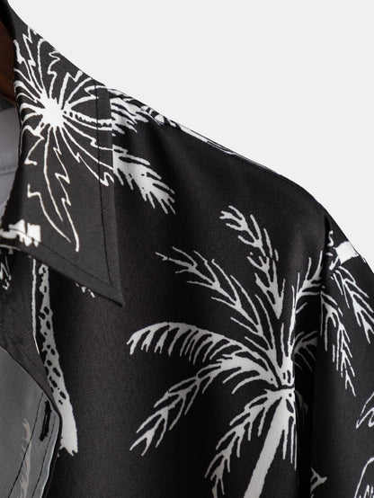 Button-Up Shirt with Palm Tree Print