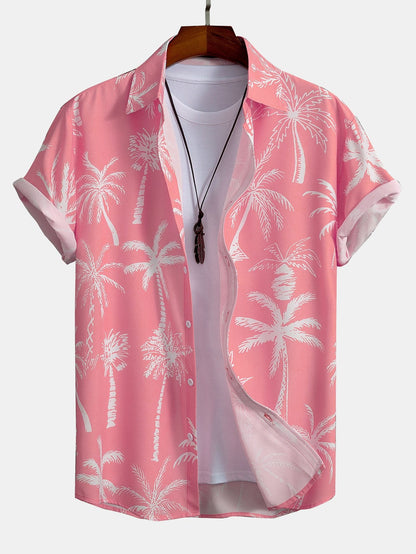 Button-Up Shirt with Palm Tree Print
