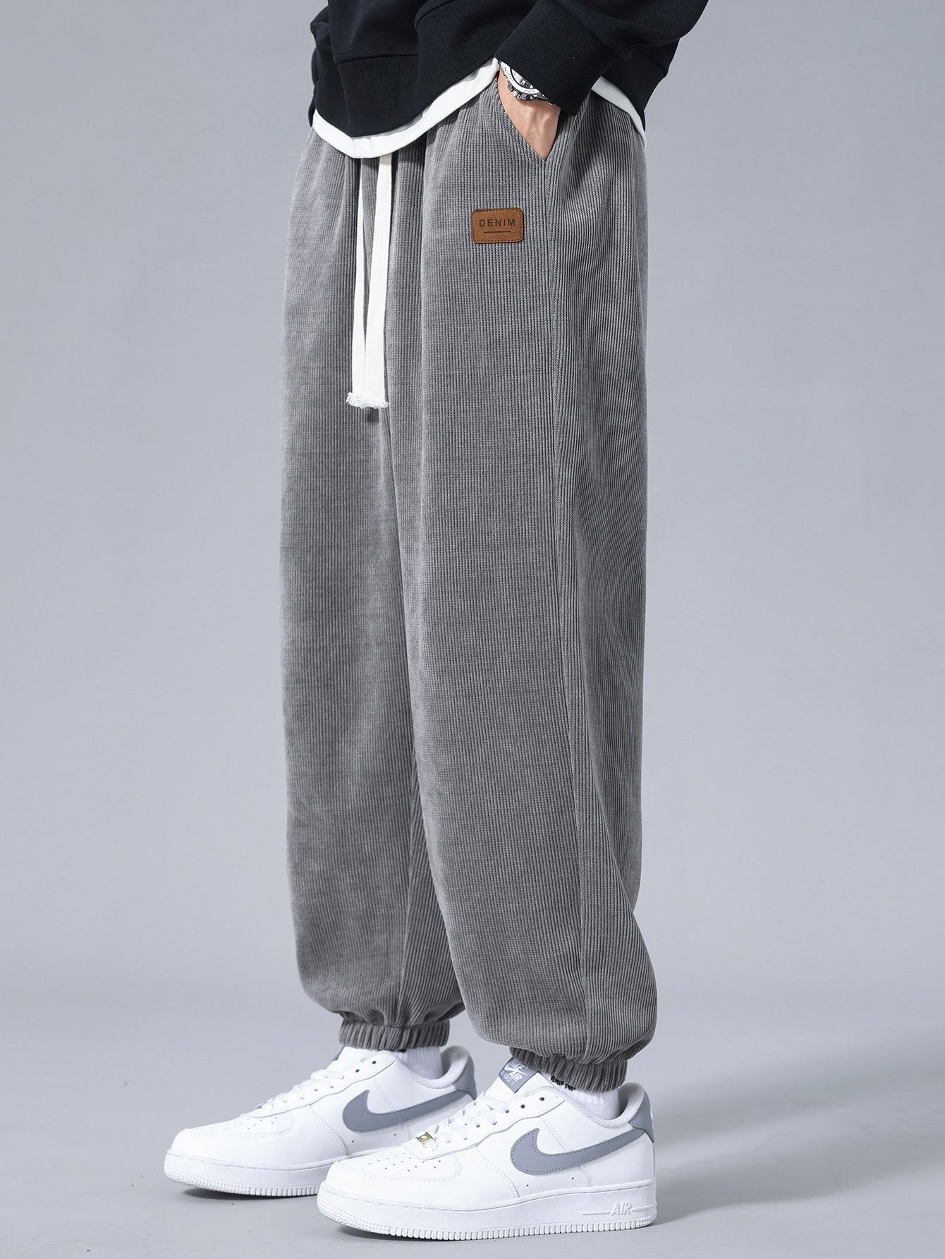 Velvet-Finish Corduroy Joggers
