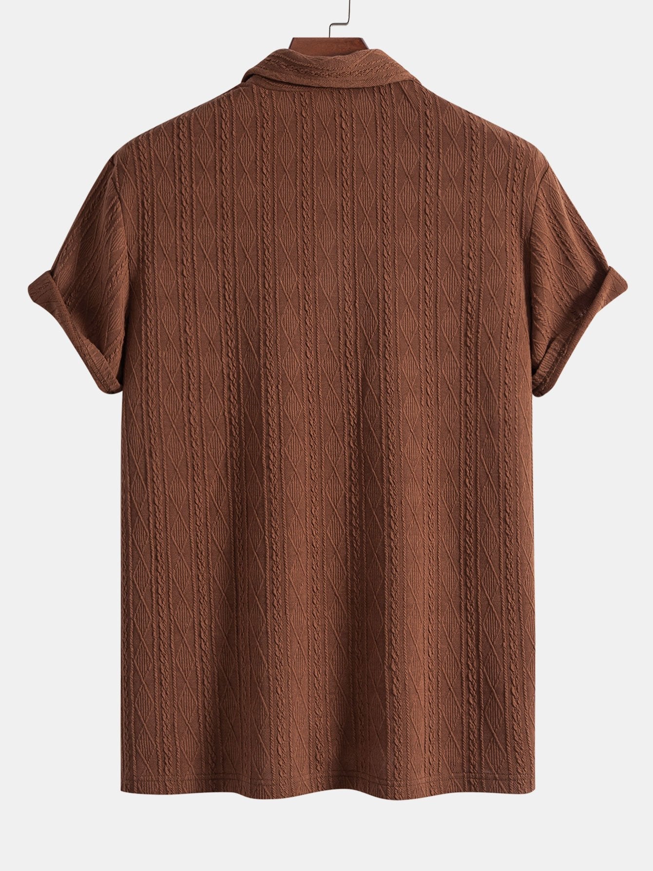 Geometric Jacquard Polo with Knitted Rhombus Design