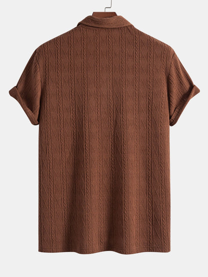 Geometric Jacquard Polo with Knitted Rhombus Design
