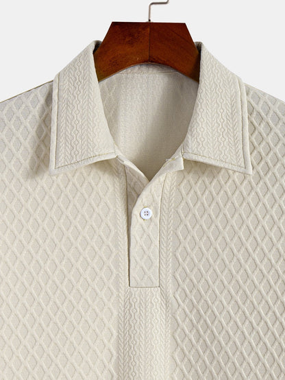 Geometric Jacquard Polo with Rhombus Design
