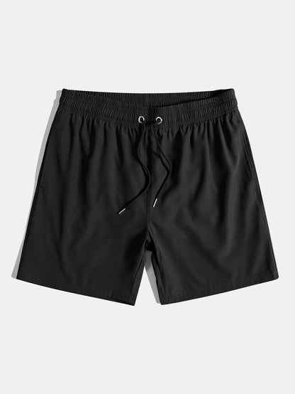 Button-Up Shirt & Swim Shorts Set with Palm Tree Color Block Design