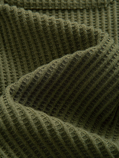 Button-Up Shirt with Double Pocket Waffle Design