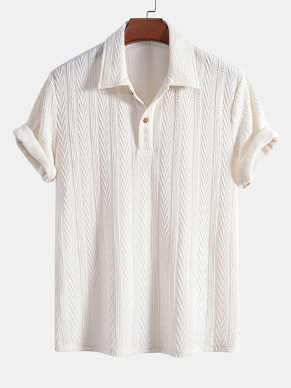Geometric Jacquard Knit Polo