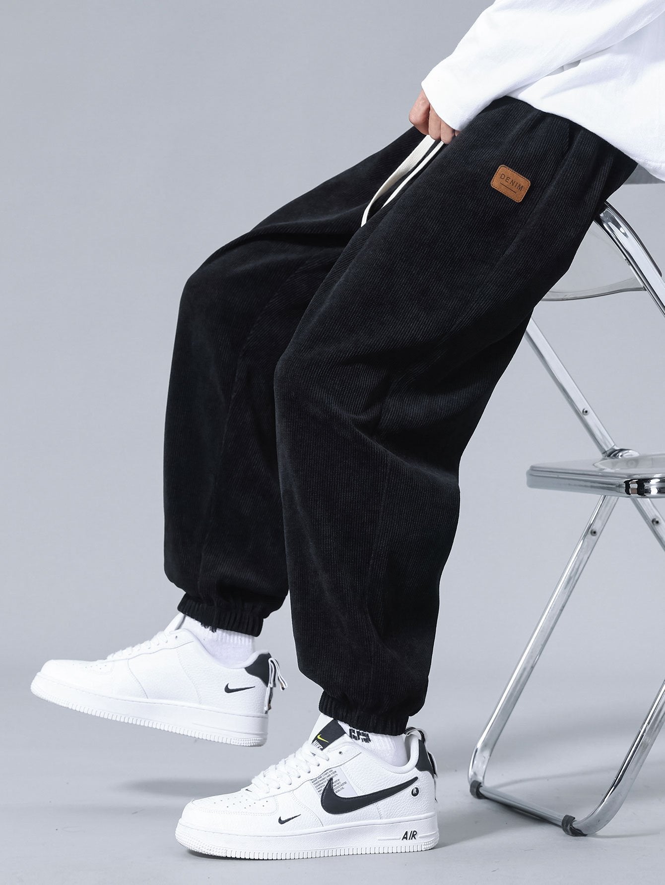Velvet-Finish Corduroy Joggers