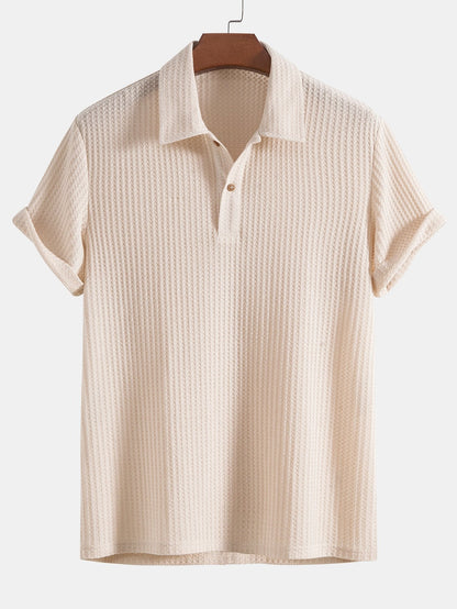 Knitted Waffle Polo and Slim Fit Cropped Tapered Trousers
