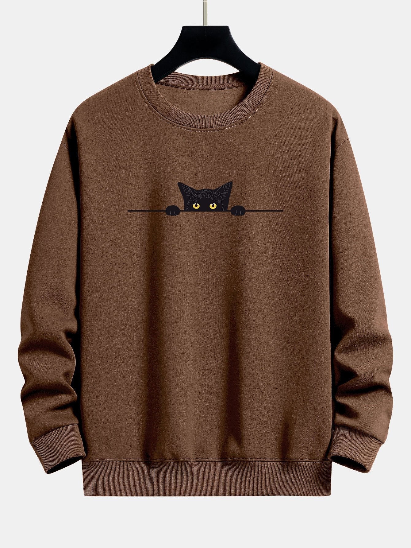 Relaxed Fit Sweatshirt with Black Cat Print