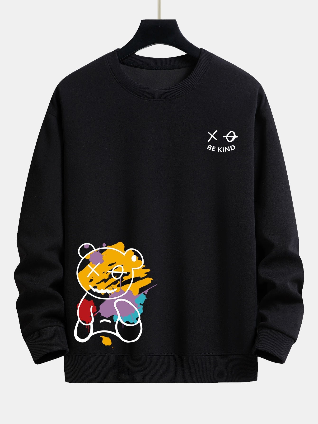 Relaxed Fit Sweatshirt with Graffiti Bear Print