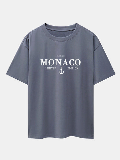 Monaco Oversized T-Shirt with Slogan Print and Drop Shoulders