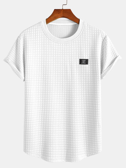 Short Sleeve Waffle Knit Arc Hem Tee with Matching Shorts