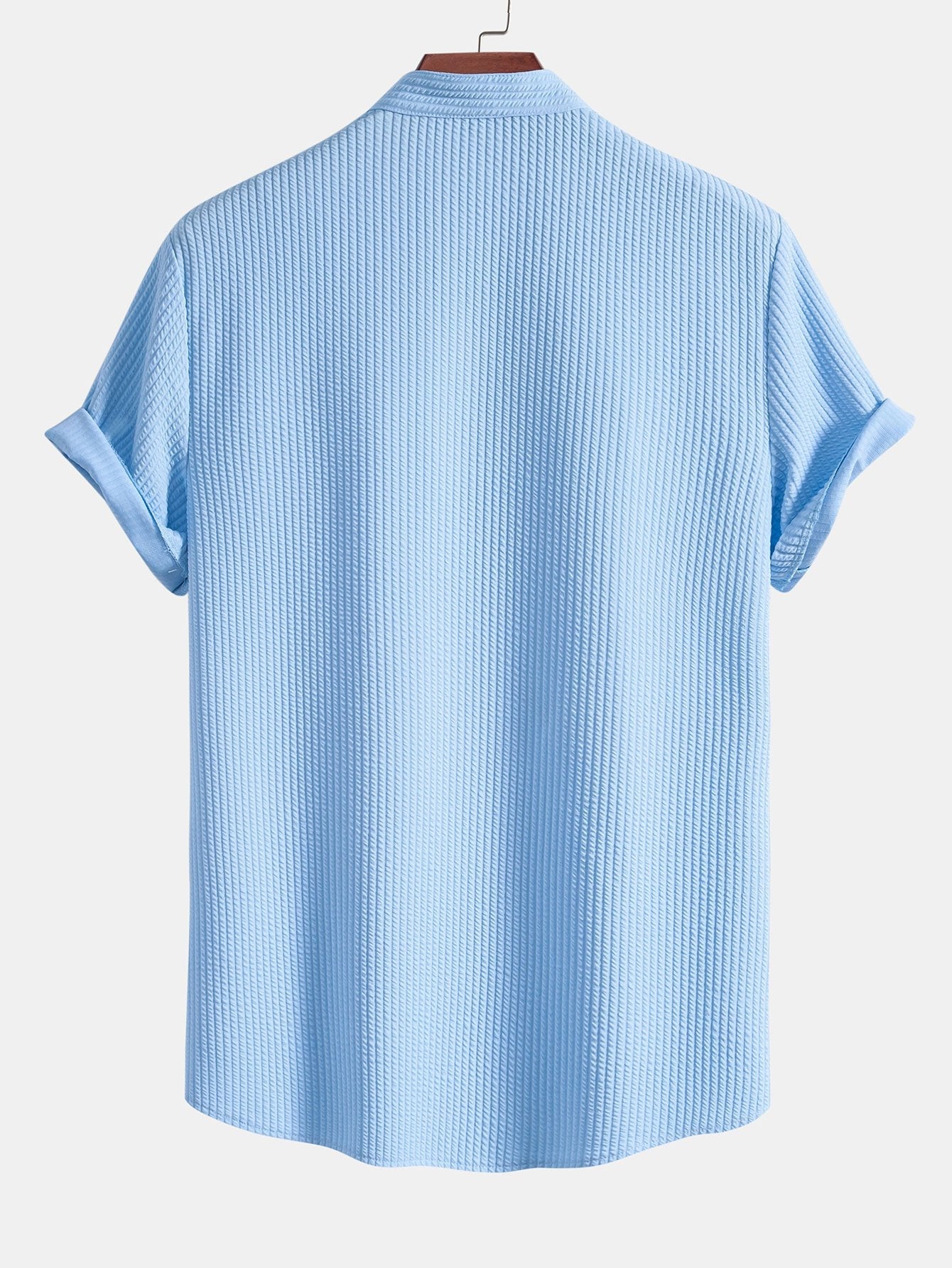 Ribbed Muscle Fit Stand Collar Shirt