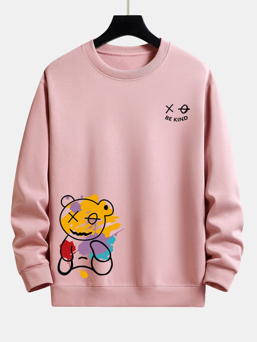 Relaxed Fit Sweatshirt with Graffiti Bear Print