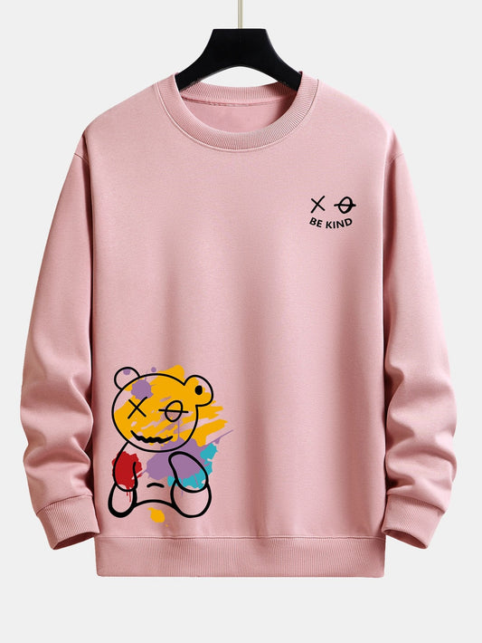 Relaxed Fit Sweatshirt with Graffiti Bear Print