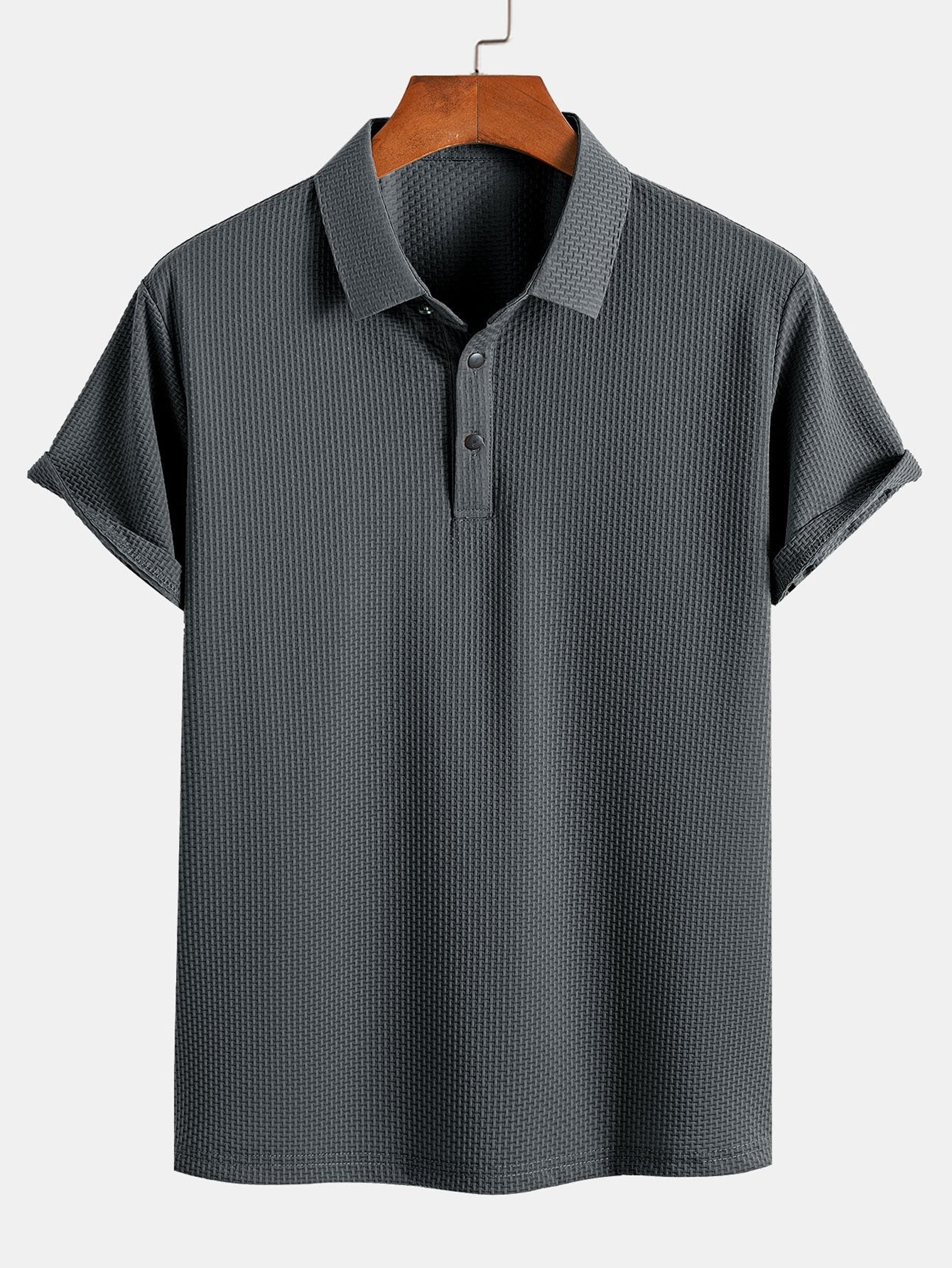 Textured Short Sleeve Polo Shirt