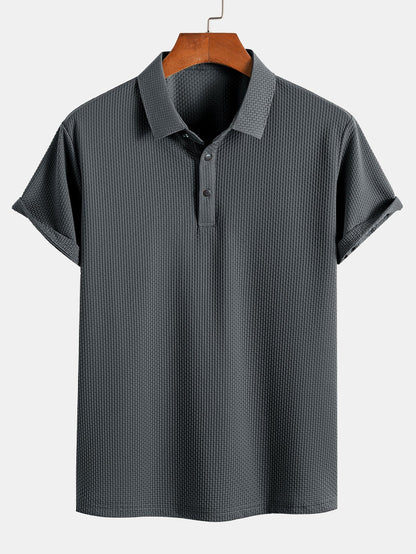 Textured Short Sleeve Polo Shirt