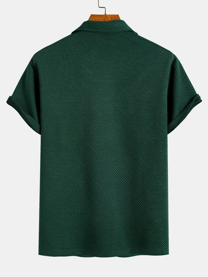 Striped Jacquard Zip Polo