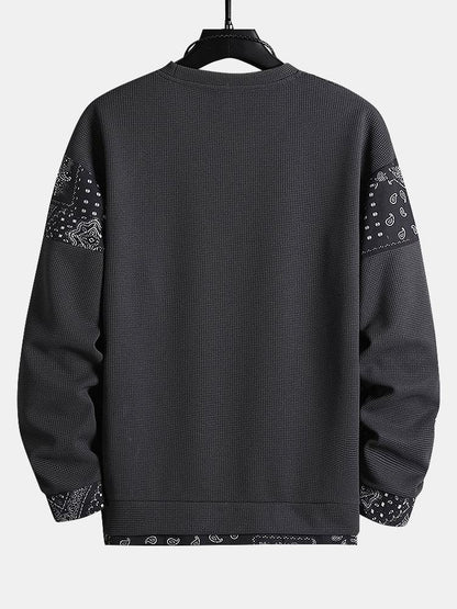 Paisley Pattern Waffle Knit Sweatshirt