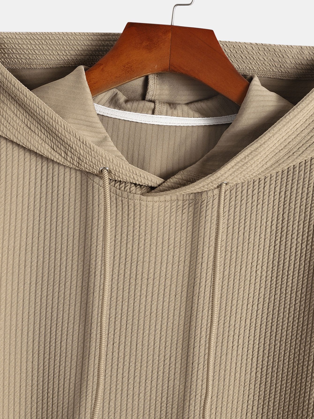 Ribbed Hooded T-Shirt with Muscle Fit