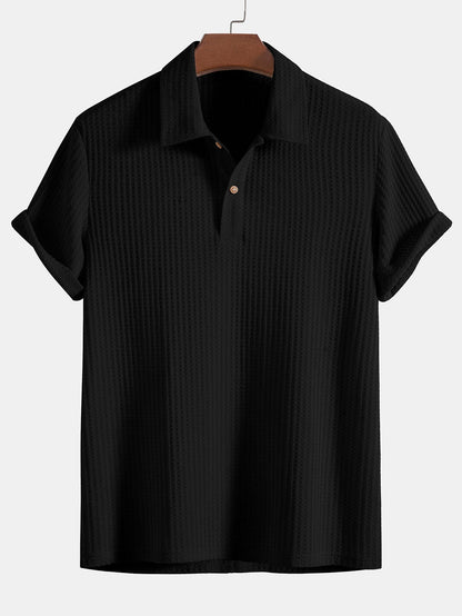 Knitted Waffle Polo and Slim Fit Cropped Tapered Trousers