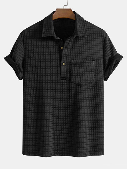 Polo Shirt with Waffle Texture and Pockets